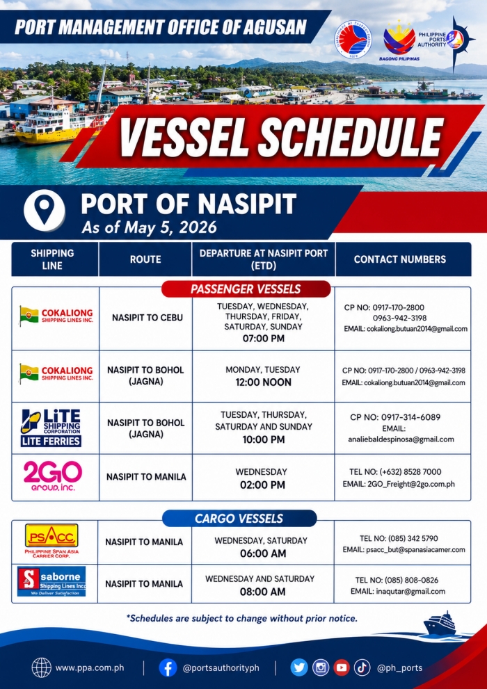 NAsipit Boat Schedule